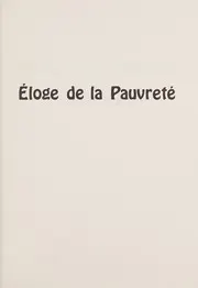 Cover of Eloge de la pauvreté